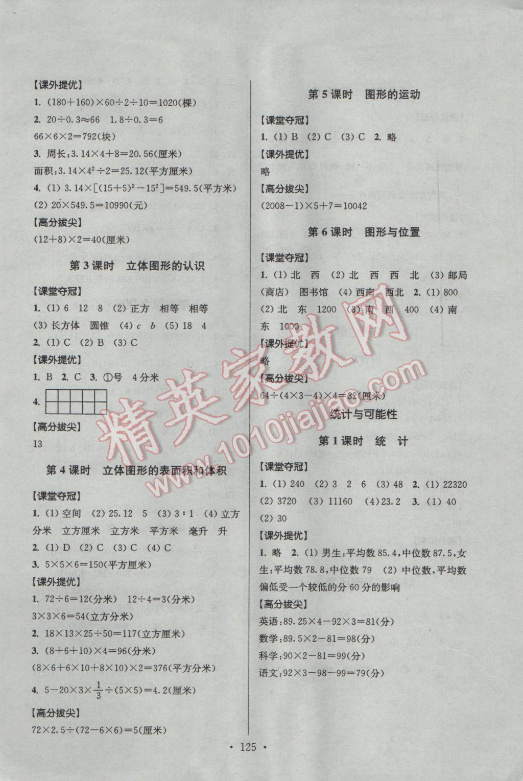 2017年高分拔尖提優(yōu)訓(xùn)練六年級數(shù)學(xué)下冊江蘇版 參考答案第11頁