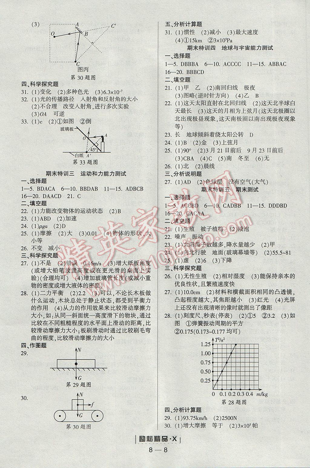 2017年勵(lì)耘書(shū)業(yè)勵(lì)耘活頁(yè)周周練七年級(jí)科學(xué)下冊(cè)浙教版 參考答案第8頁(yè)