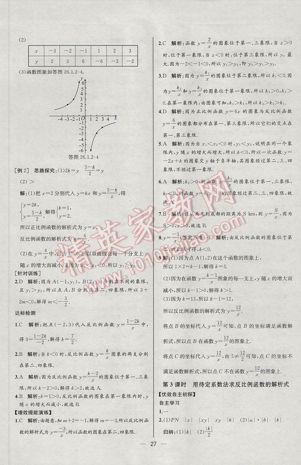 2017年同步導(dǎo)學(xué)案課時(shí)練九年級(jí)數(shù)學(xué)下冊(cè)人教版河北專版 參考答案第3頁(yè)