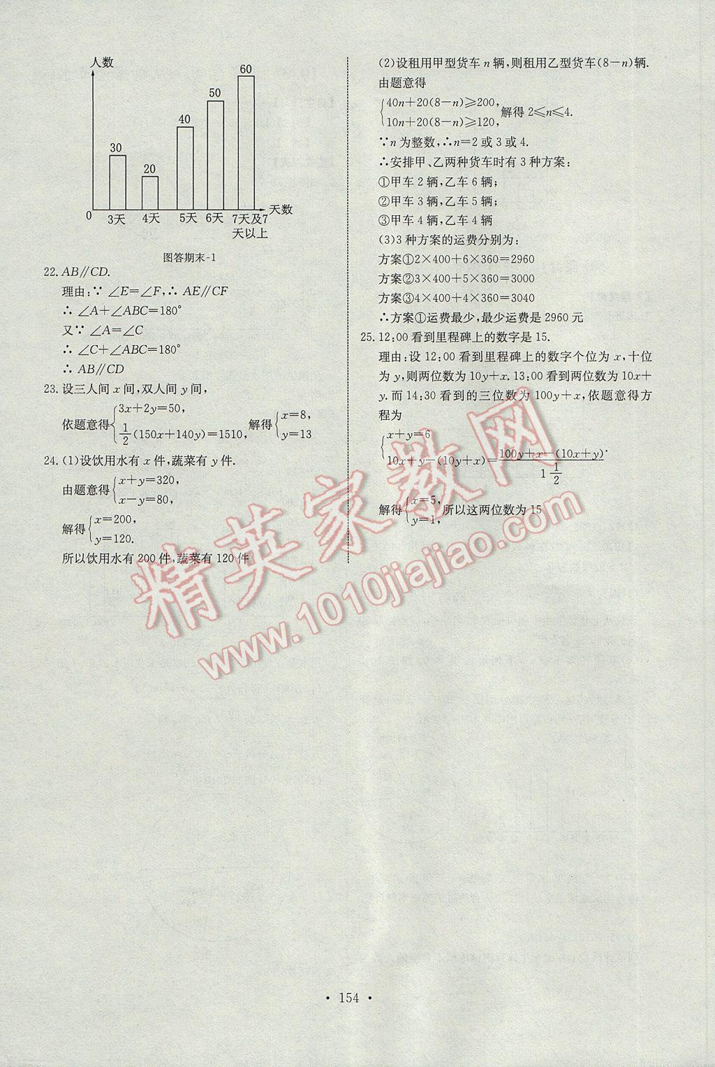 2017年长江全能学案同步练习册七年级数学下册人教版 参考答案第24页