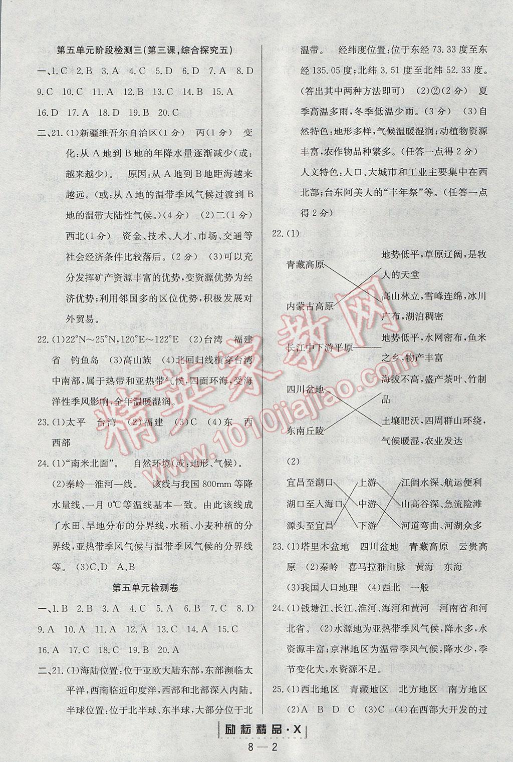 2017年励耘书业励耘活页七年级历史与社会下册人教版 参考答案第2页