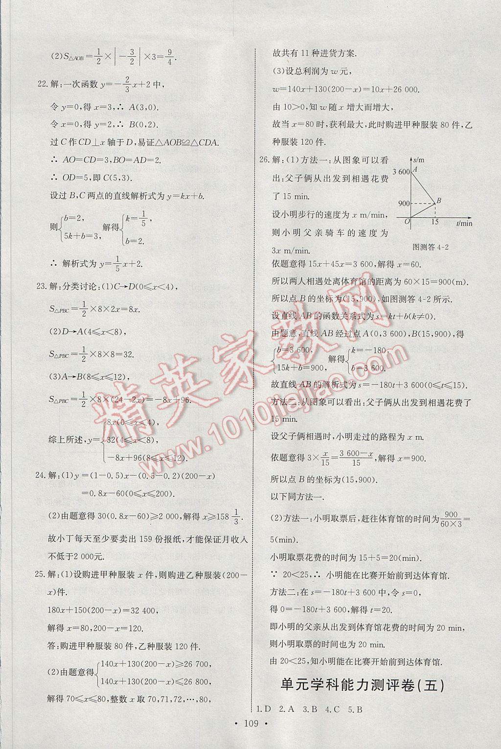 2017年能力培养与测试八年级数学下册人教版H 参考答案第27页