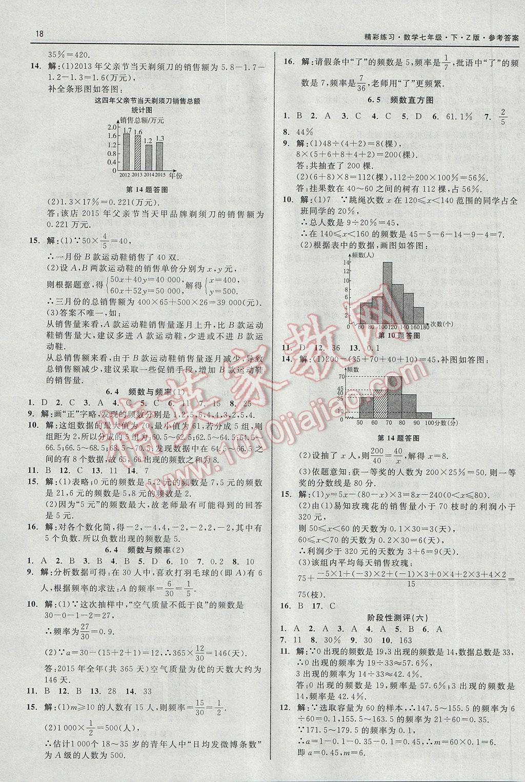 2017年精彩练习就练这一本七年级数学下册浙教版 参考答案第26页