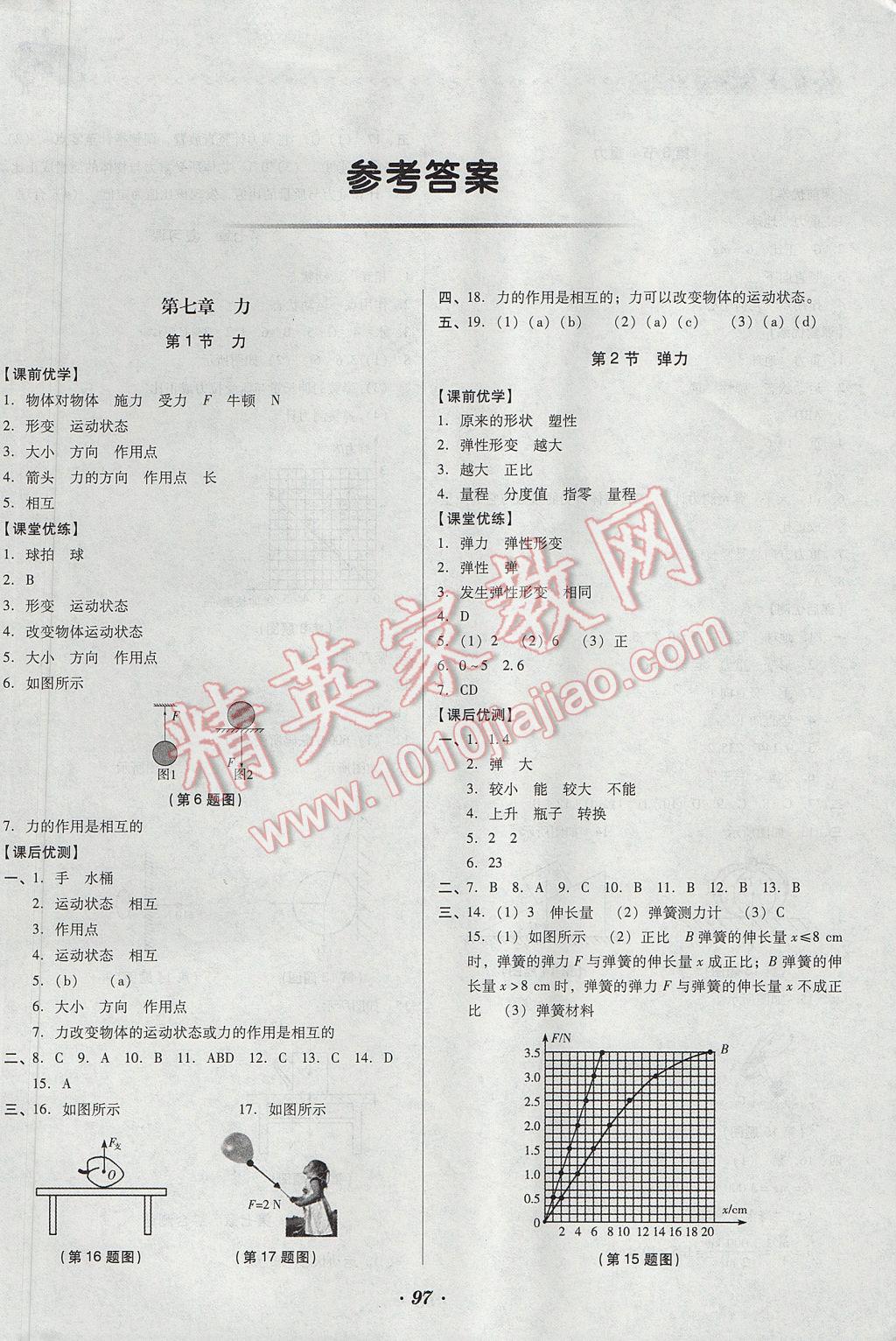 2017年全优点练课计划八年级物理下册人教版 参考答案第1页