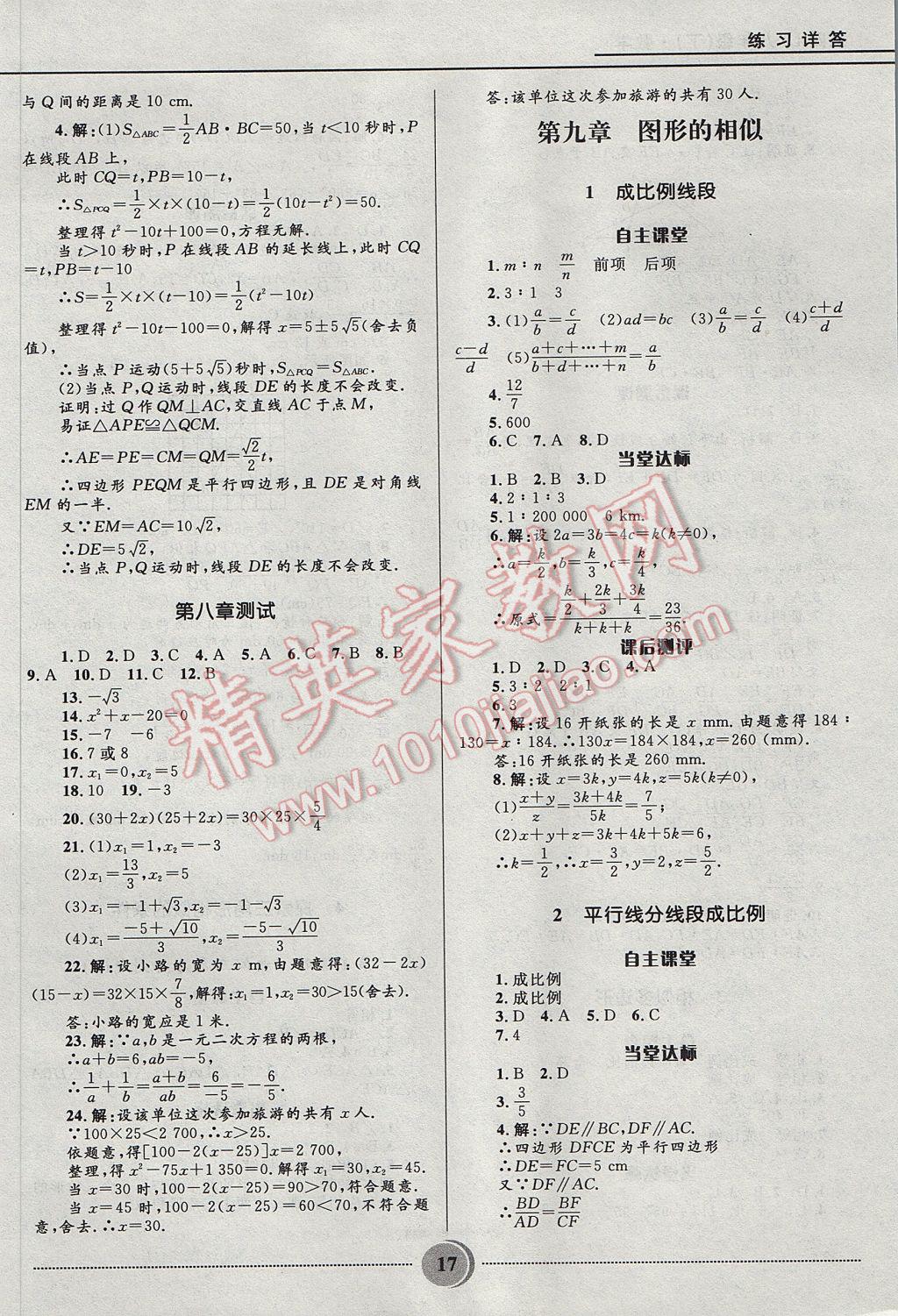 2017年奪冠百分百初中精講精練八年級數(shù)學下冊魯教版五四制 參考答案第17頁