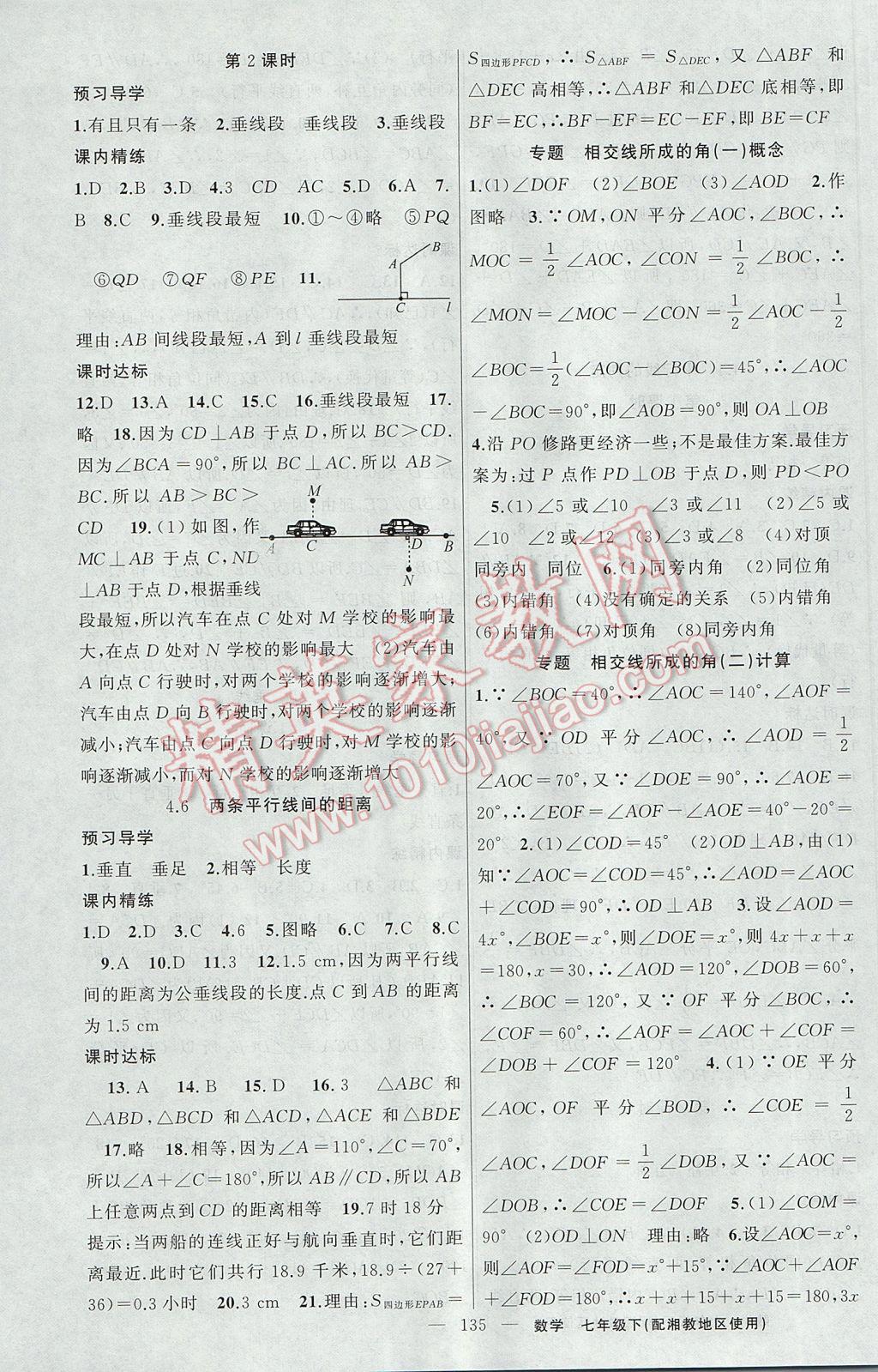 2017年黃岡金牌之路練闖考七年級(jí)數(shù)學(xué)下冊(cè)湘教版 參考答案第11頁(yè)