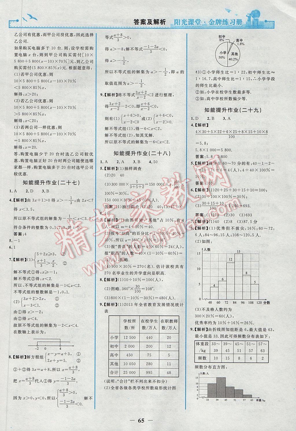 2017年陽(yáng)光課堂金牌練習(xí)冊(cè)七年級(jí)數(shù)學(xué)下冊(cè)人教版 參考答案第17頁(yè)