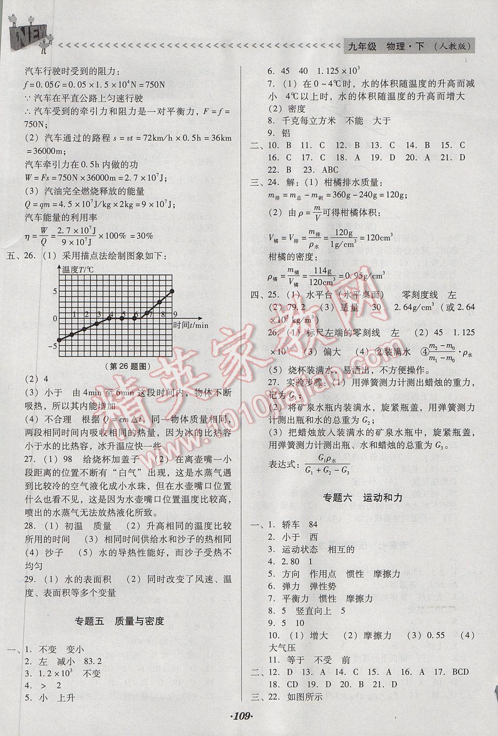 2017年全優(yōu)點練課計劃九年級物理下冊人教版 參考答案第7頁