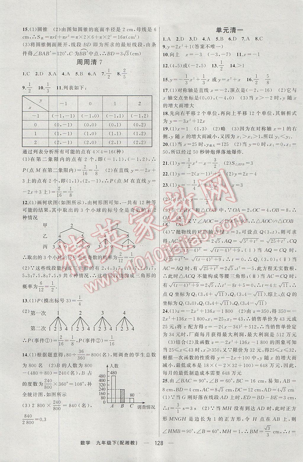 2017年四清導(dǎo)航九年級數(shù)學(xué)下冊湘教版 參考答案第13頁