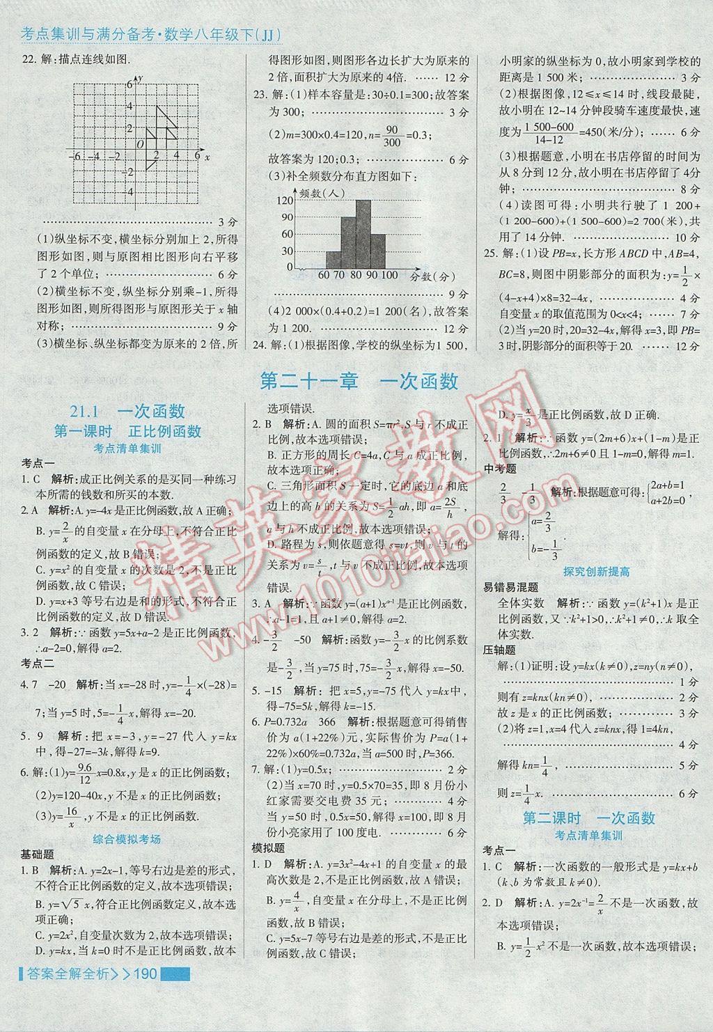 2017年考點集訓(xùn)與滿分備考八年級數(shù)學(xué)下冊冀教版 參考答案第22頁