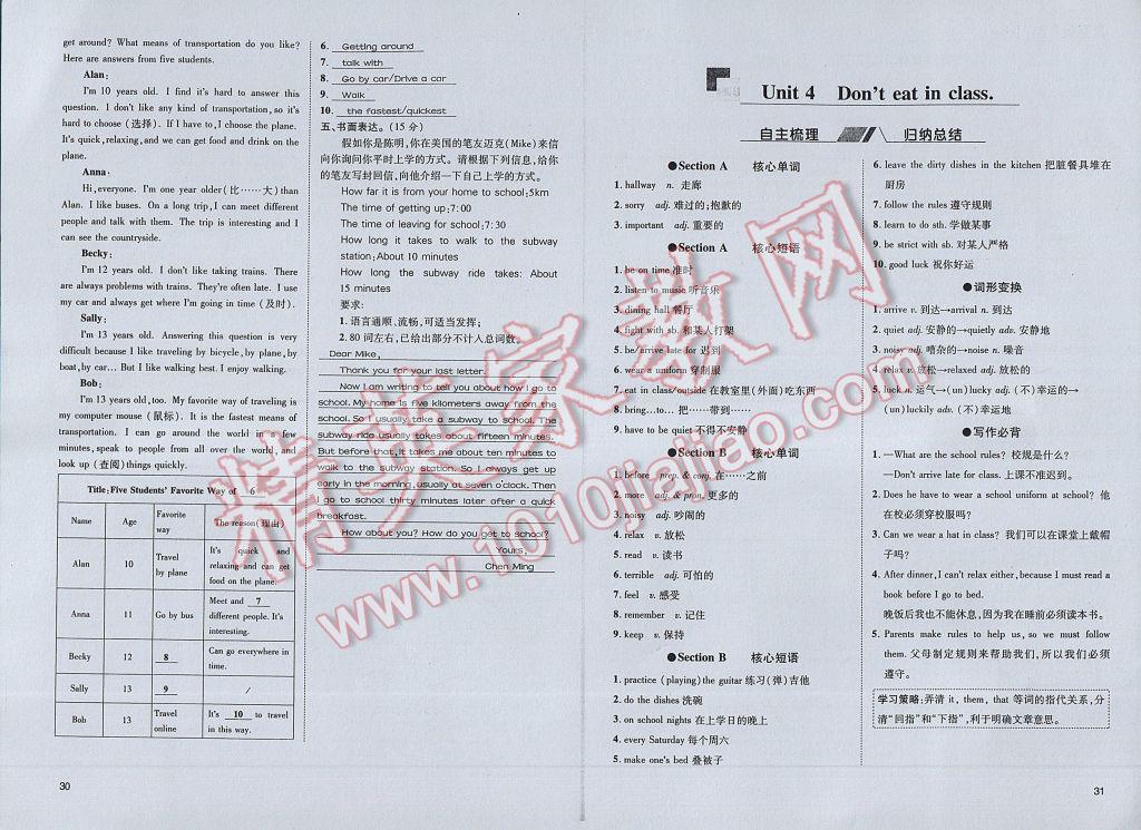 2017年蓉城學(xué)堂課課練七年級(jí)英語下冊(cè) 參考答案第18頁(yè)