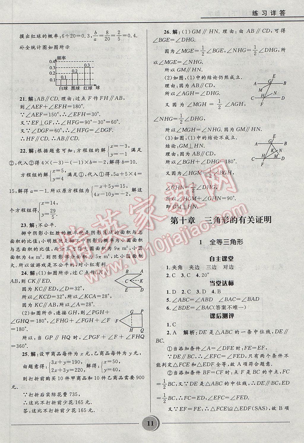 2017年奪冠百分百初中精講精練七年級數(shù)學(xué)下冊魯教版五四制 參考答案第11頁