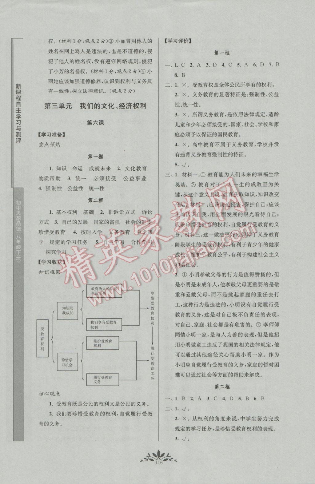 2017年新課程自主學(xué)習(xí)與測評初中思想品德八年級下冊人教版 參考答案第8頁