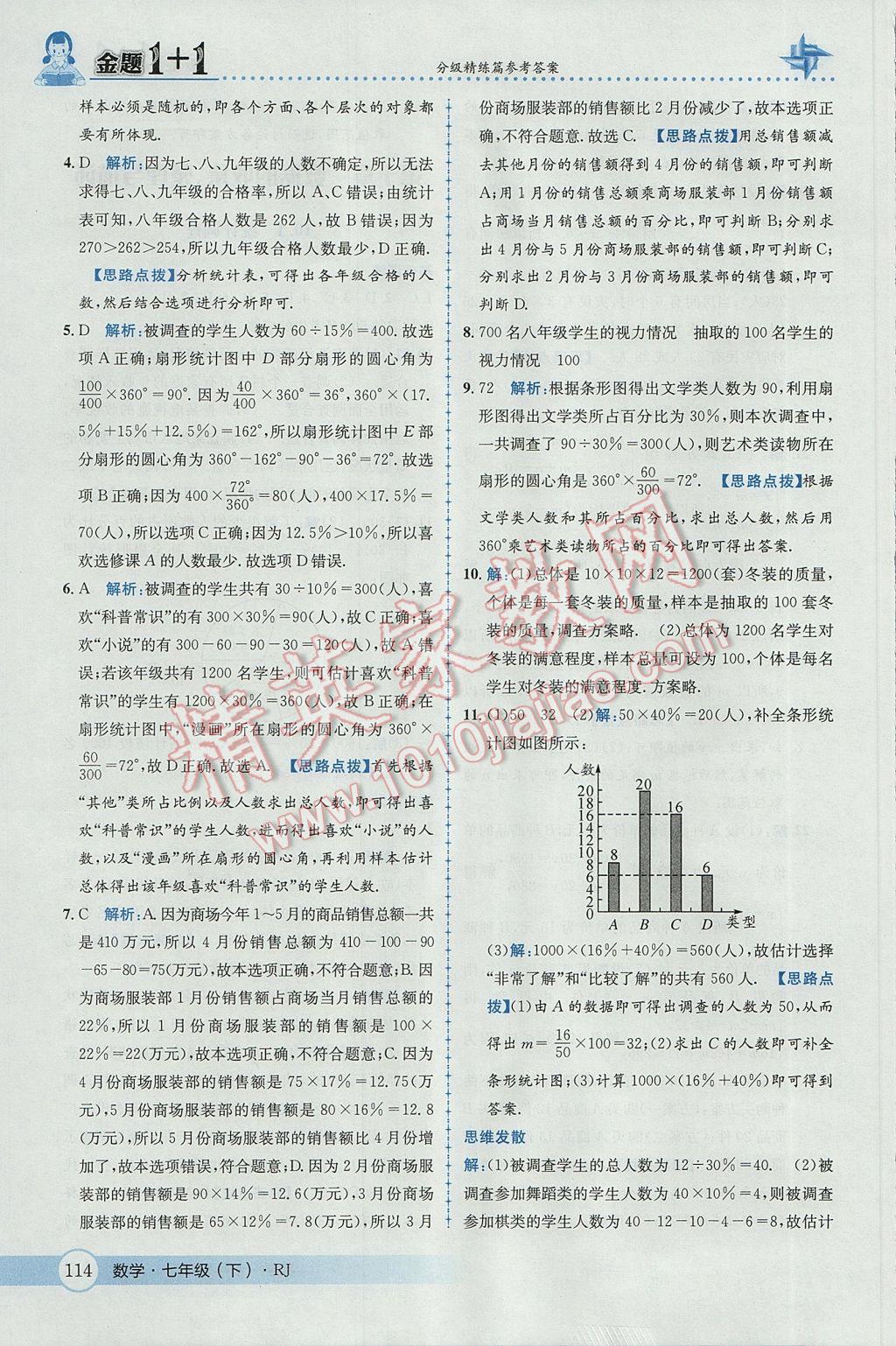 2017年金題1加1七年級數(shù)學下冊人教版 參考答案第40頁