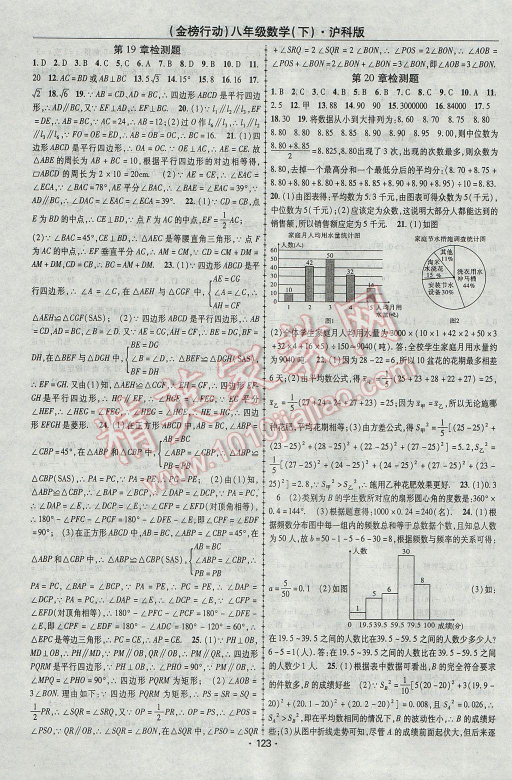 2017年金榜行动课时导学案八年级数学下册沪科版 参考答案第11页