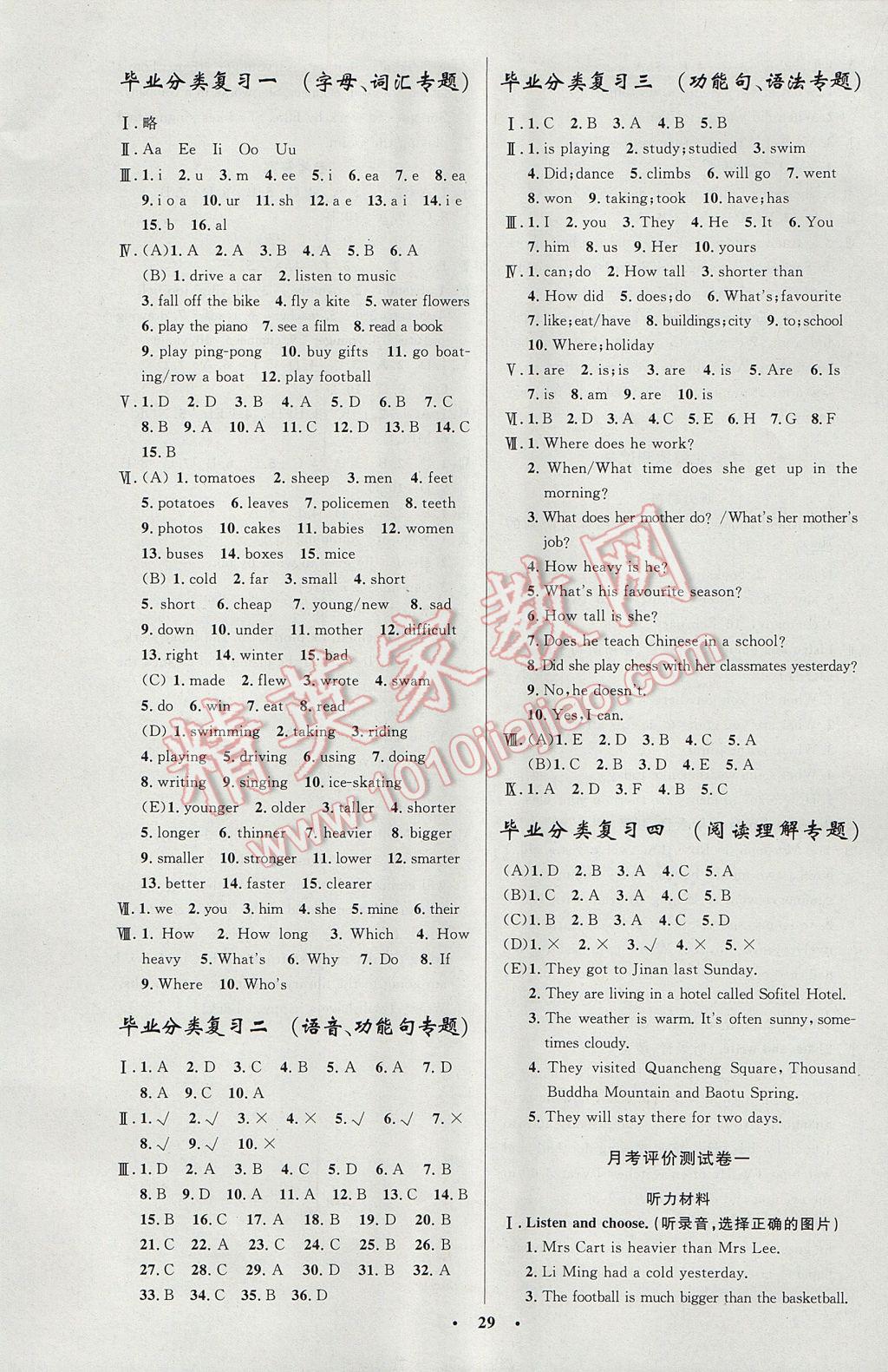 2017年同步測控優(yōu)化設(shè)計六年級英語下冊人教版廣東專版 參考答案第9頁