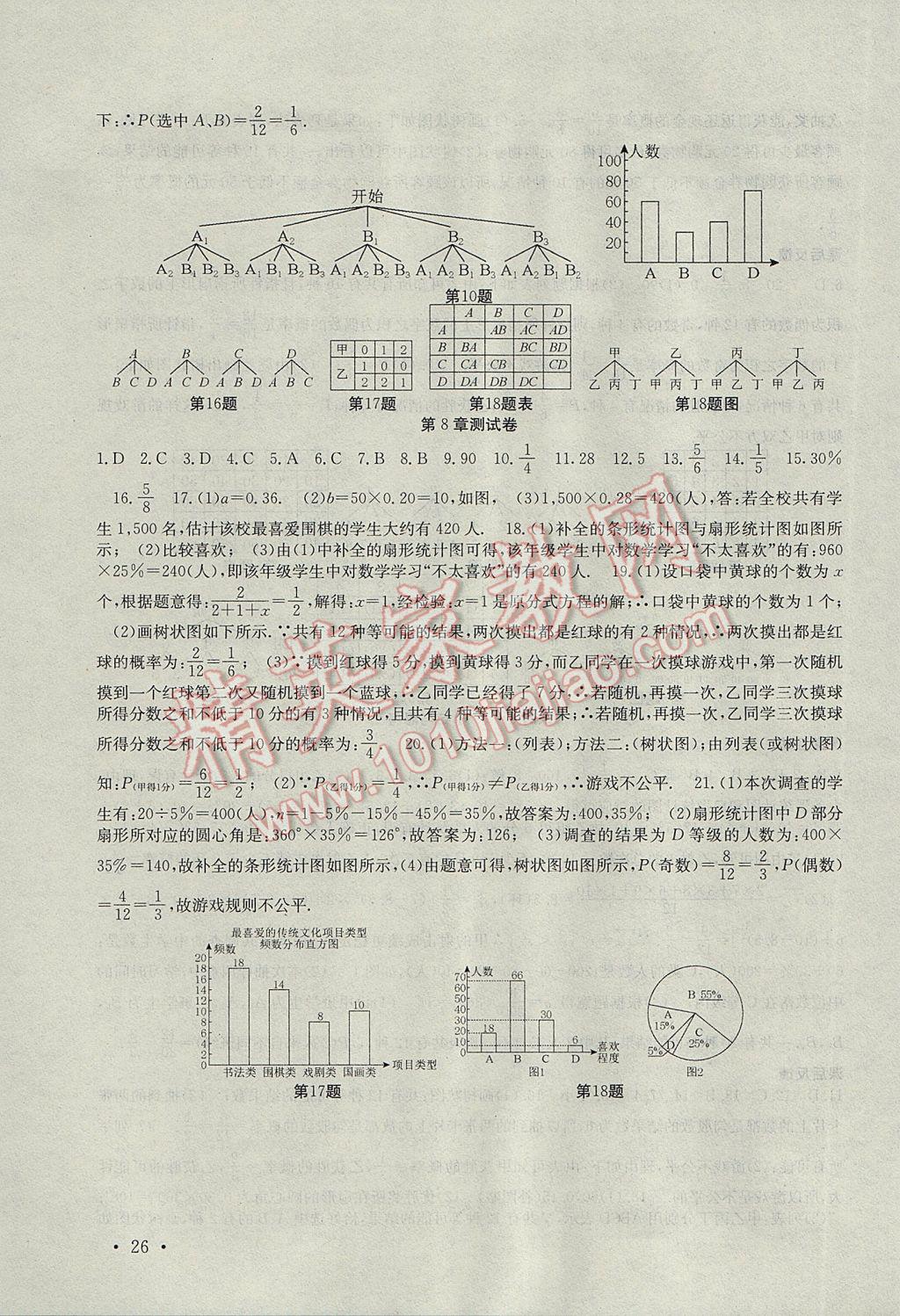 2017年高效精練九年級數學下冊蘇科版 參考答案第26頁