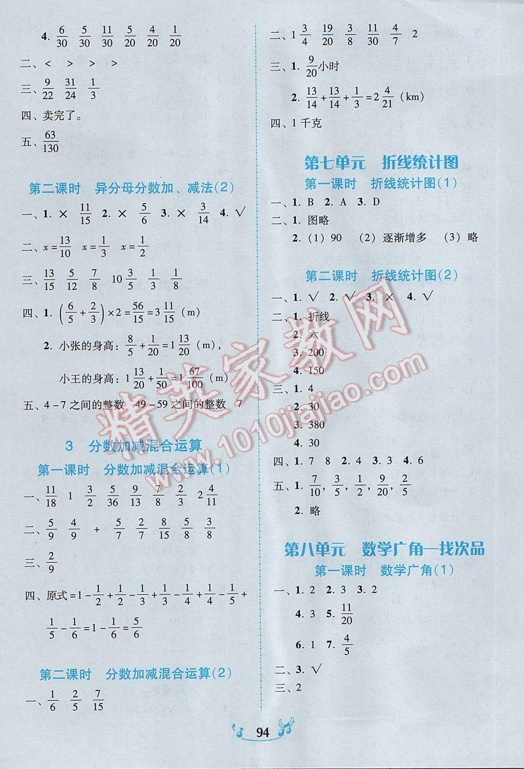 2017年百年學(xué)典課時(shí)學(xué)練測五年級數(shù)學(xué)下冊人教版 參考答案第8頁