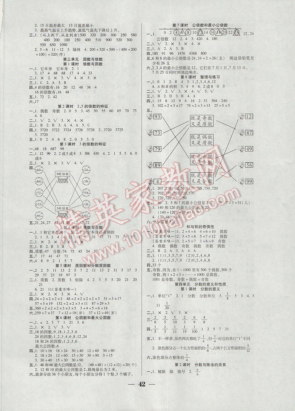 2017年世紀(jì)百通主體課堂小學(xué)課時(shí)同步練習(xí)五年級(jí)數(shù)學(xué)下冊(cè)江蘇版 參考答案第2頁