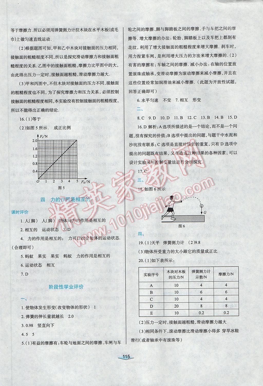 2017年自主合作探究新課程學(xué)習(xí)與評(píng)價(jià)八年級(jí)物理下冊(cè)蘇科版 參考答案第8頁