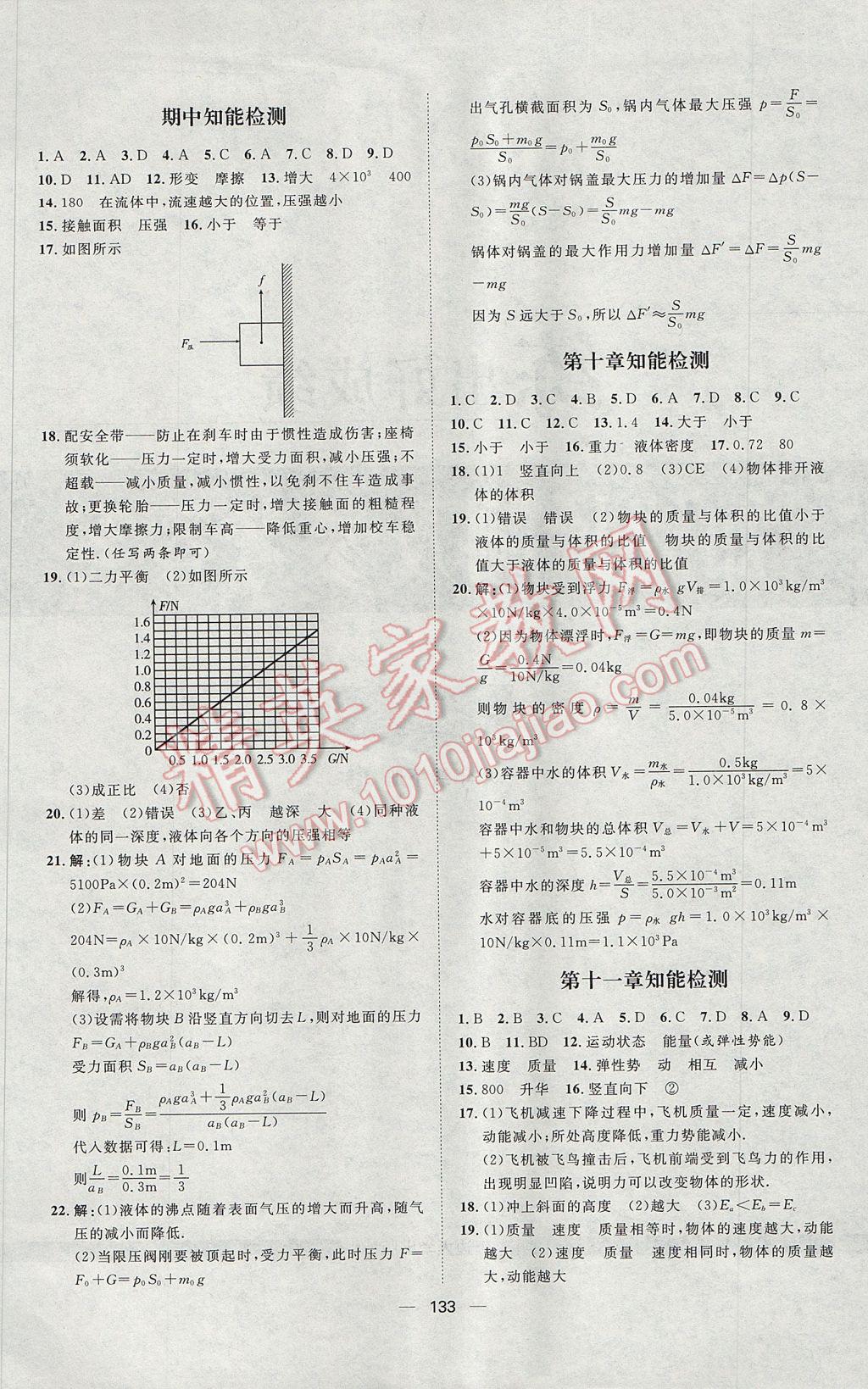 2017年練出好成績八年級物理下冊人教版 參考答案第13頁