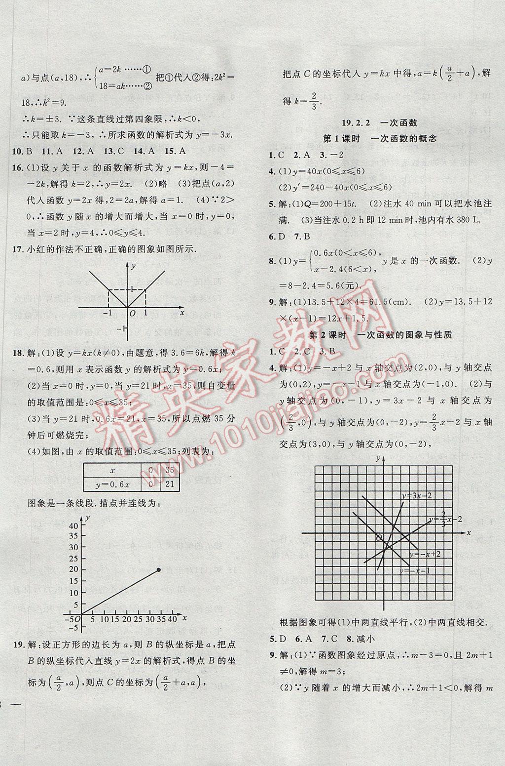 2017年體驗(yàn)型學(xué)案體驗(yàn)新知高效練習(xí)八年級數(shù)學(xué)下冊 參考答案第18頁