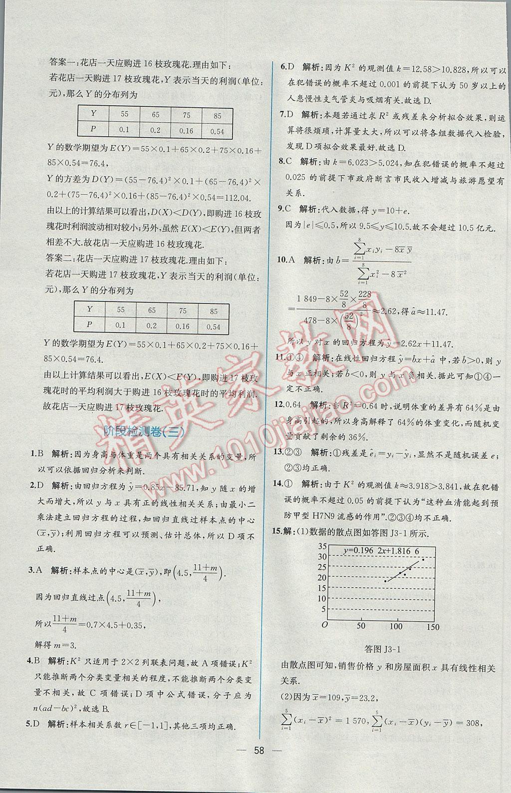 2016年同步導(dǎo)學(xué)案課時(shí)練數(shù)學(xué)選修2-3人教A版 課時(shí)增效作業(yè)答案第56頁