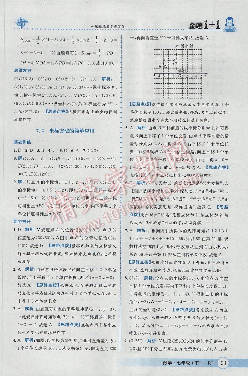 2017年金題1加1七年級數(shù)學(xué)下冊人教版 參考答案第19頁