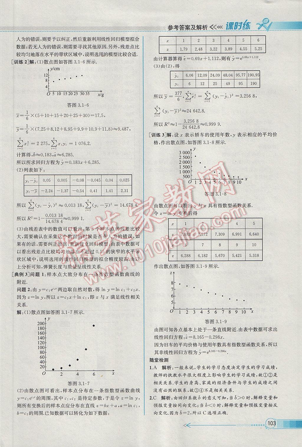 2016年同步導(dǎo)學(xué)案課時(shí)練數(shù)學(xué)選修2-3人教A版 參考答案第31頁