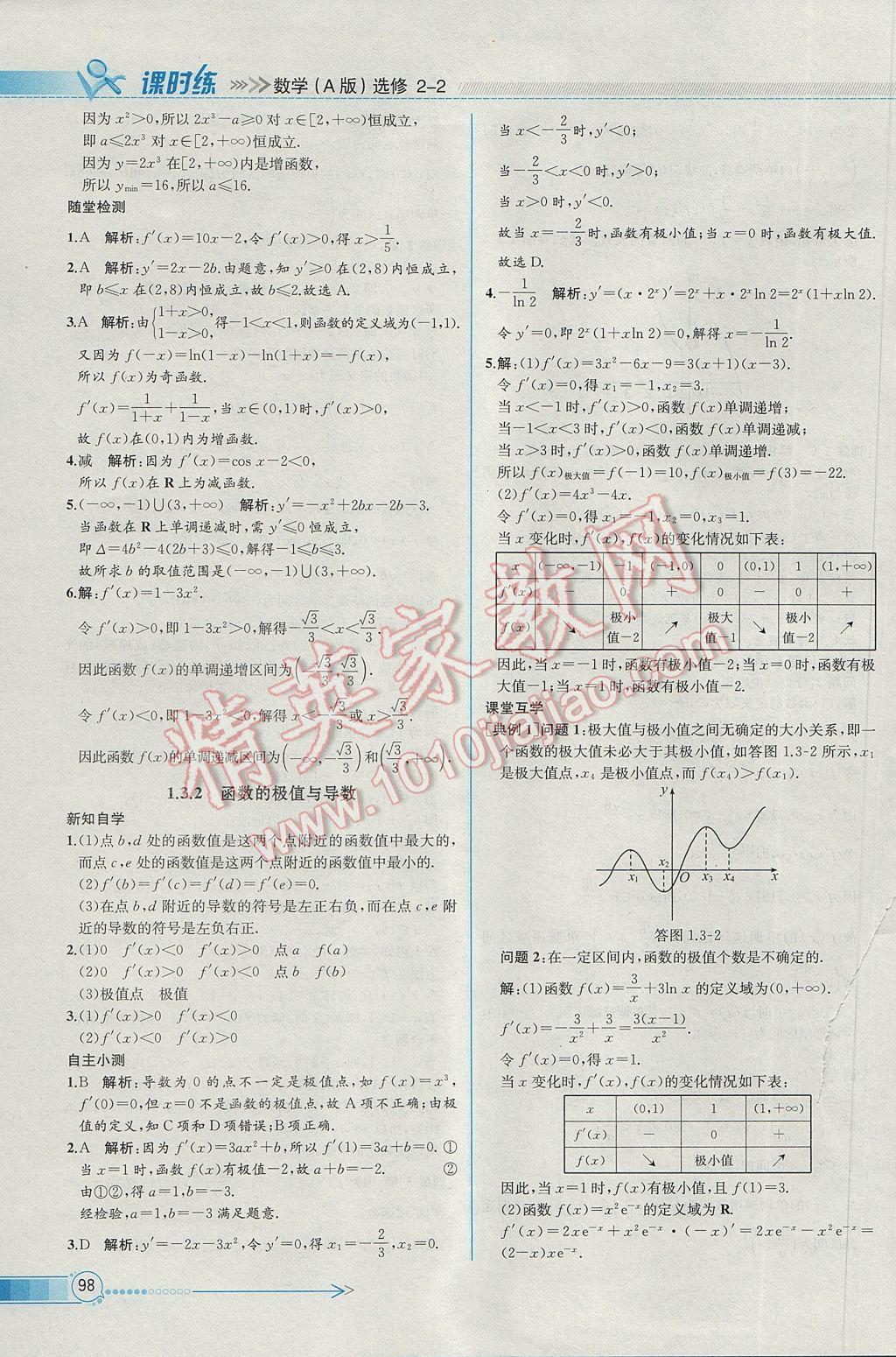 同步導(dǎo)學案課時練數(shù)學選修2-2人教A版 參考答案第10頁