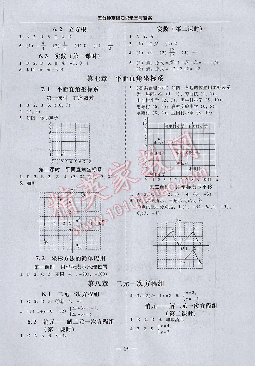 2017年易百分百分导学七年级数学下册 参考答案第15页