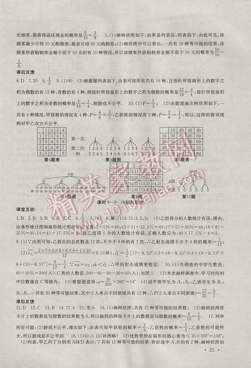 2017年高效精练九年级数学下册苏科版 参考答案第25页