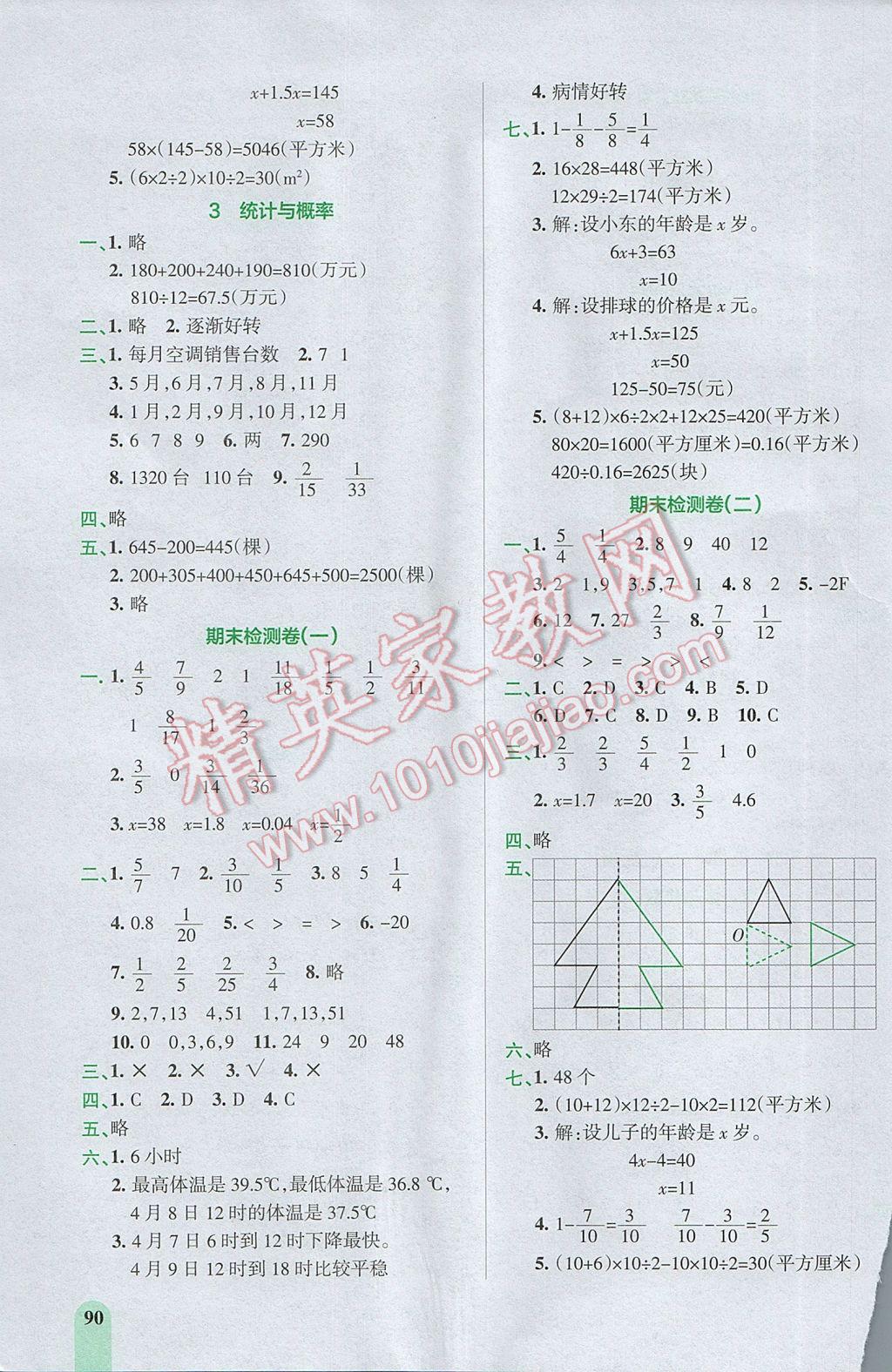 2017年P(guān)ASS教材搭檔四年級(jí)數(shù)學(xué)下冊(cè)青島版五四制 參考答案第10頁(yè)