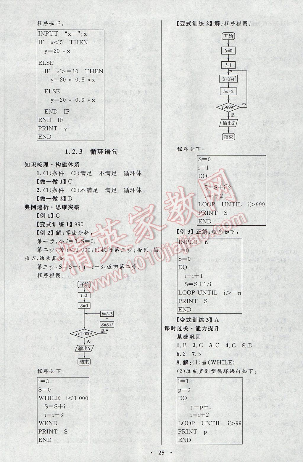 高中同步測控優(yōu)化設計數(shù)學必修3人教A版河北專版 參考答案第9頁