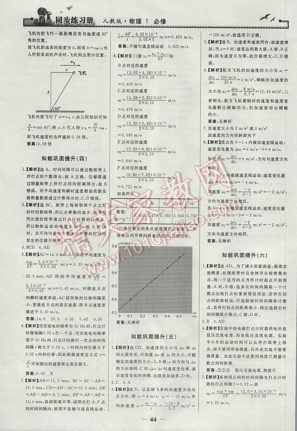 同步練習(xí)冊(cè)物理必修1人教版人民教育出版社 參考答案第12頁(yè)