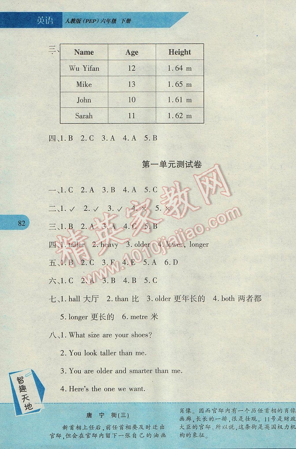 2017年新课程新练习六年级英语下册人教PEP版 参考答案第2页