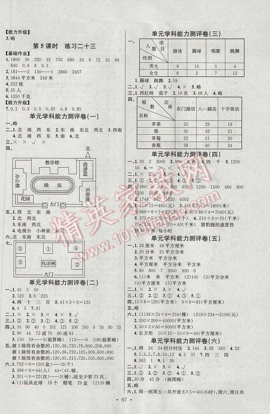 2017年能力培養(yǎng)與測試三年級(jí)數(shù)學(xué)下冊人教版J 參考答案第7頁