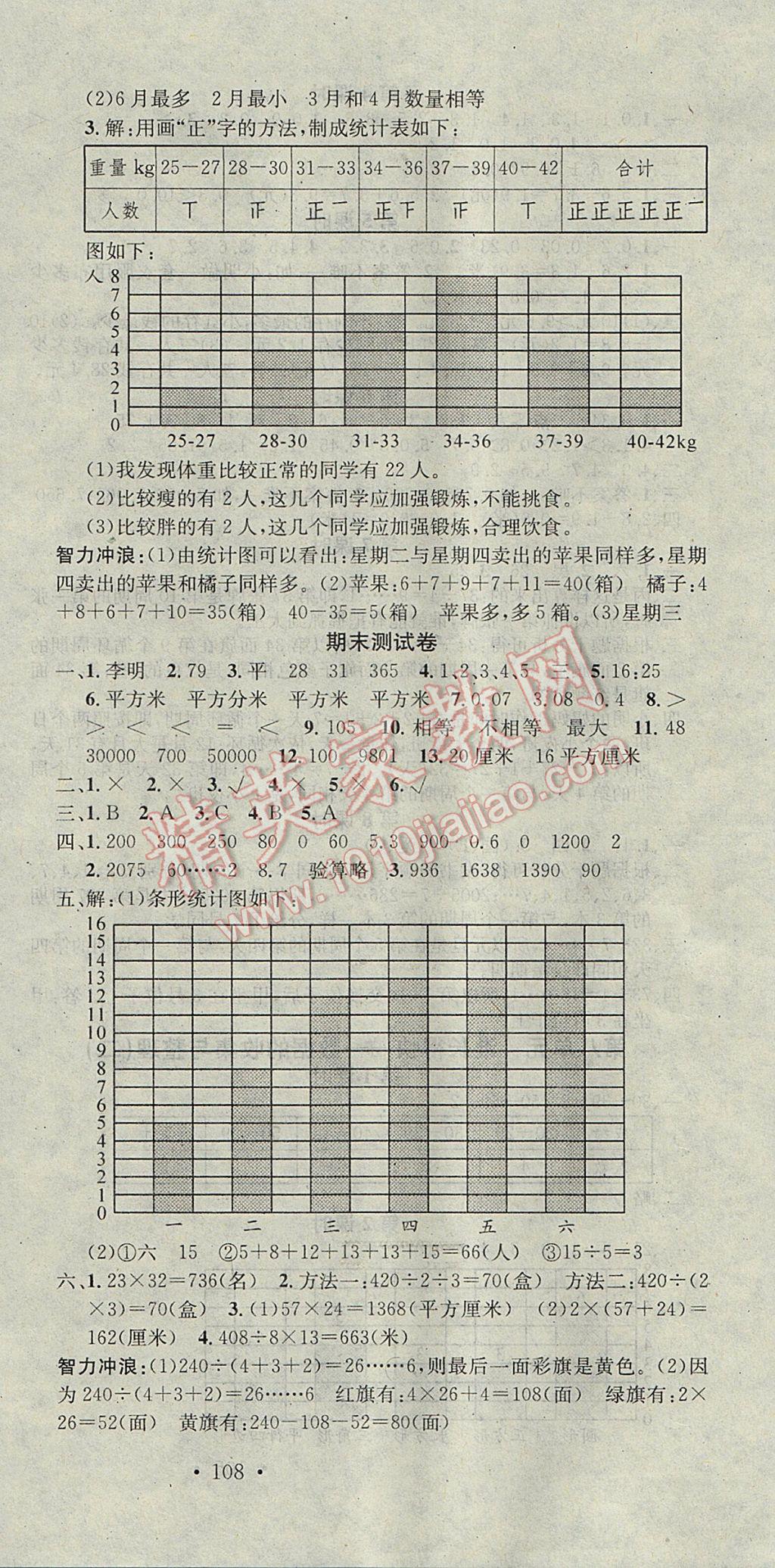 2017年助教型教辅名校课堂三年级数学下册青岛版 参考答案第12页