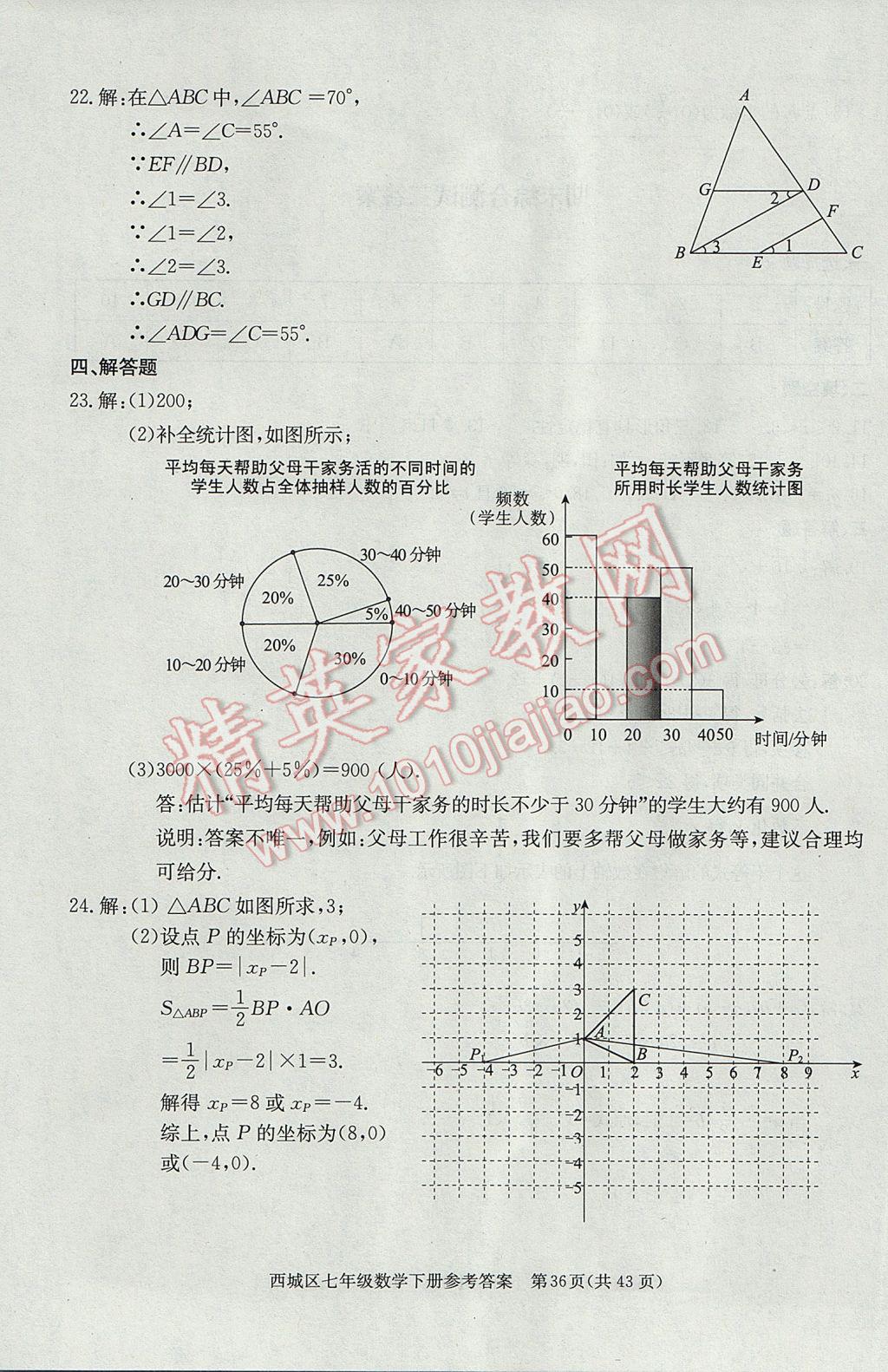 2017年學習探究診斷七年級數(shù)學下冊 參考答案第36頁