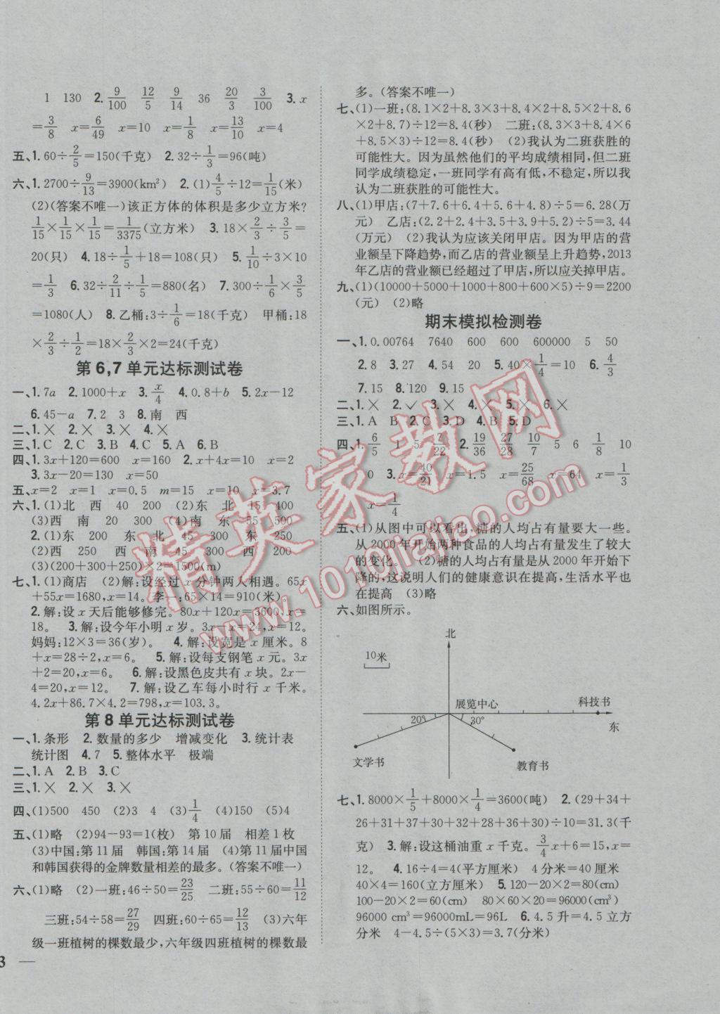 2017年全科王同步課時(shí)練習(xí)五年級(jí)數(shù)學(xué)下冊(cè)北師大版 參考答案第10頁(yè)