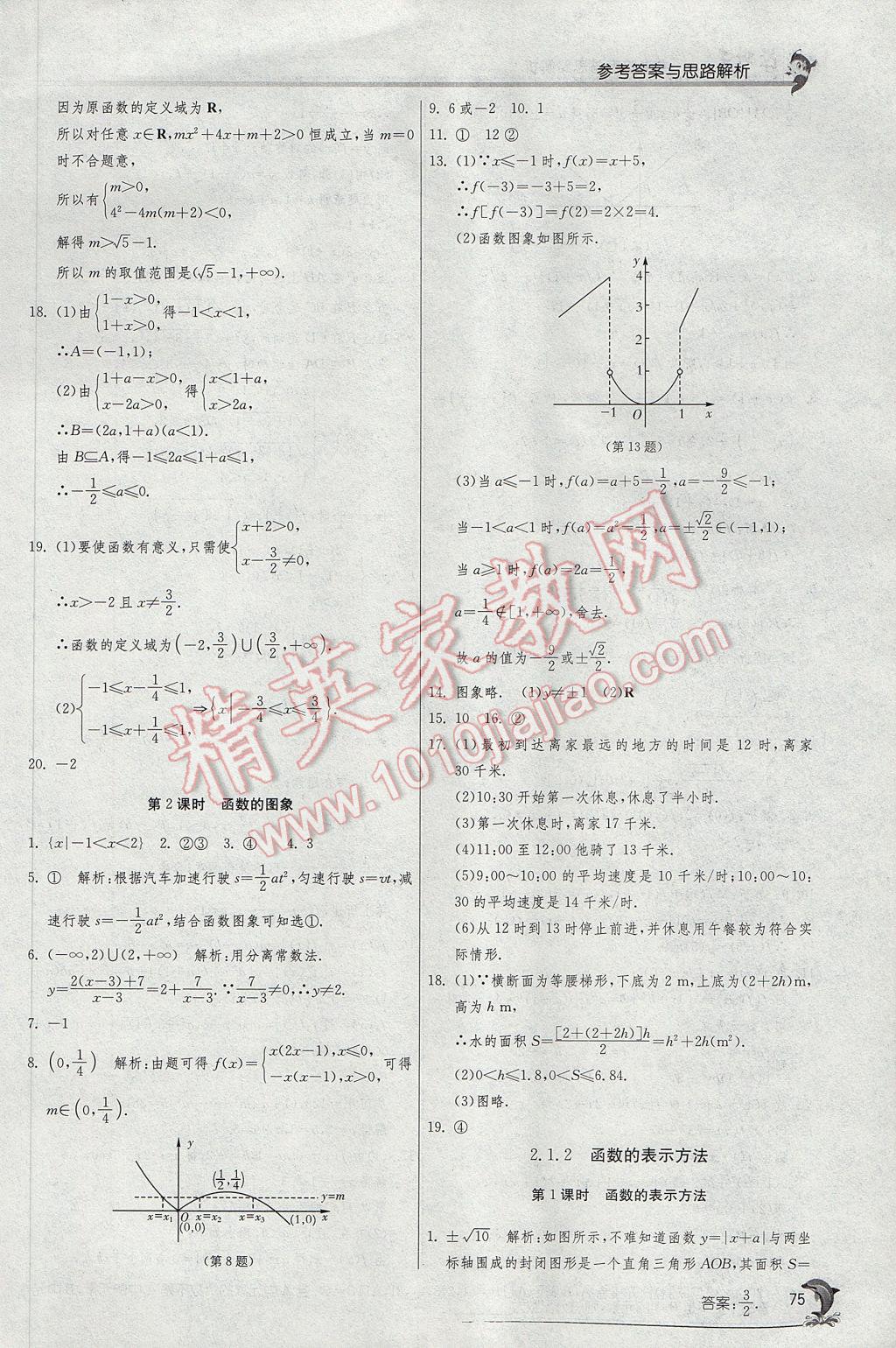 實驗班全程提優(yōu)訓練高中數學必修1蘇教版 參考答案第7頁