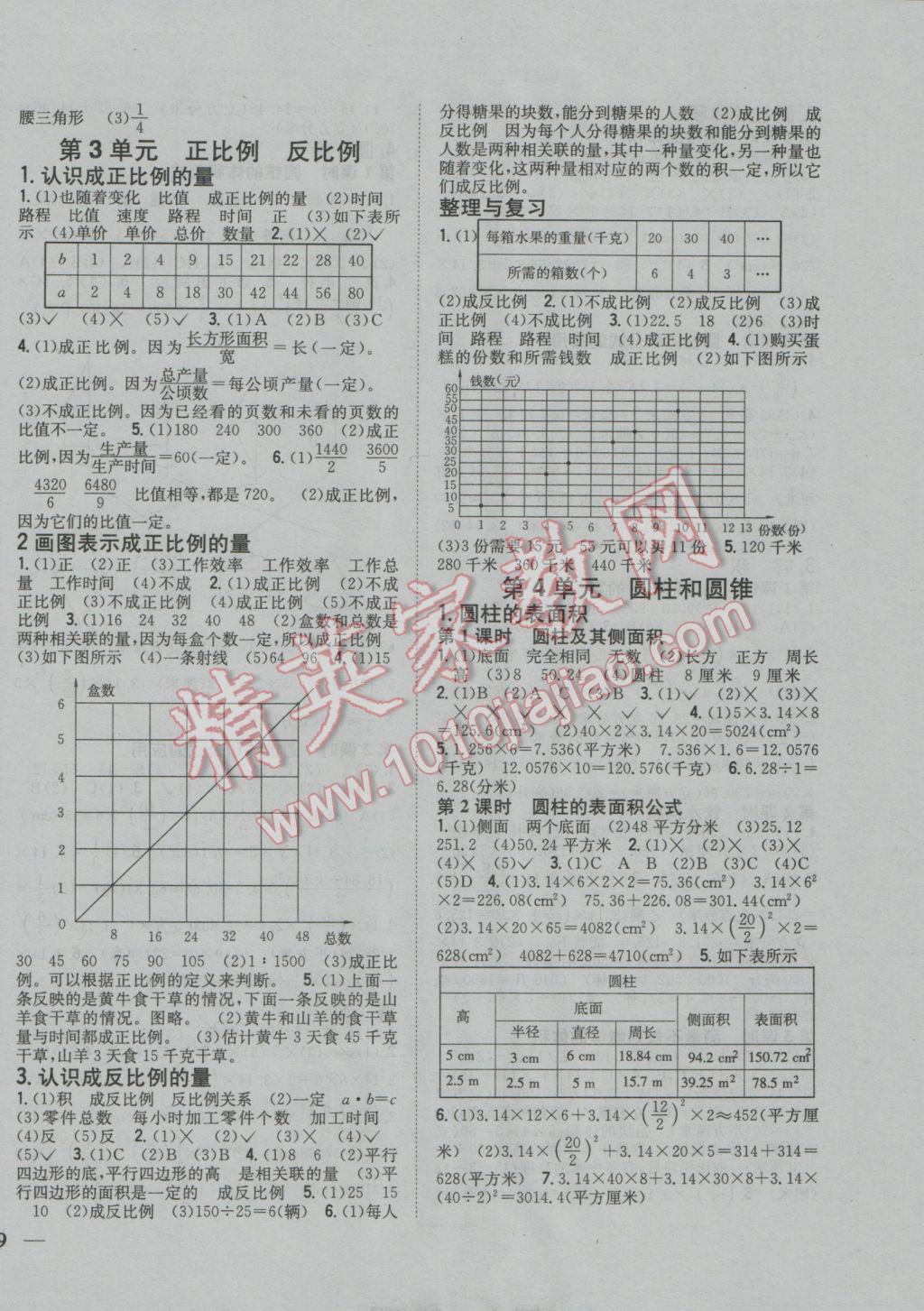 2017年全科王同步课时练习六年级数学下册冀教版 参考答案第2页