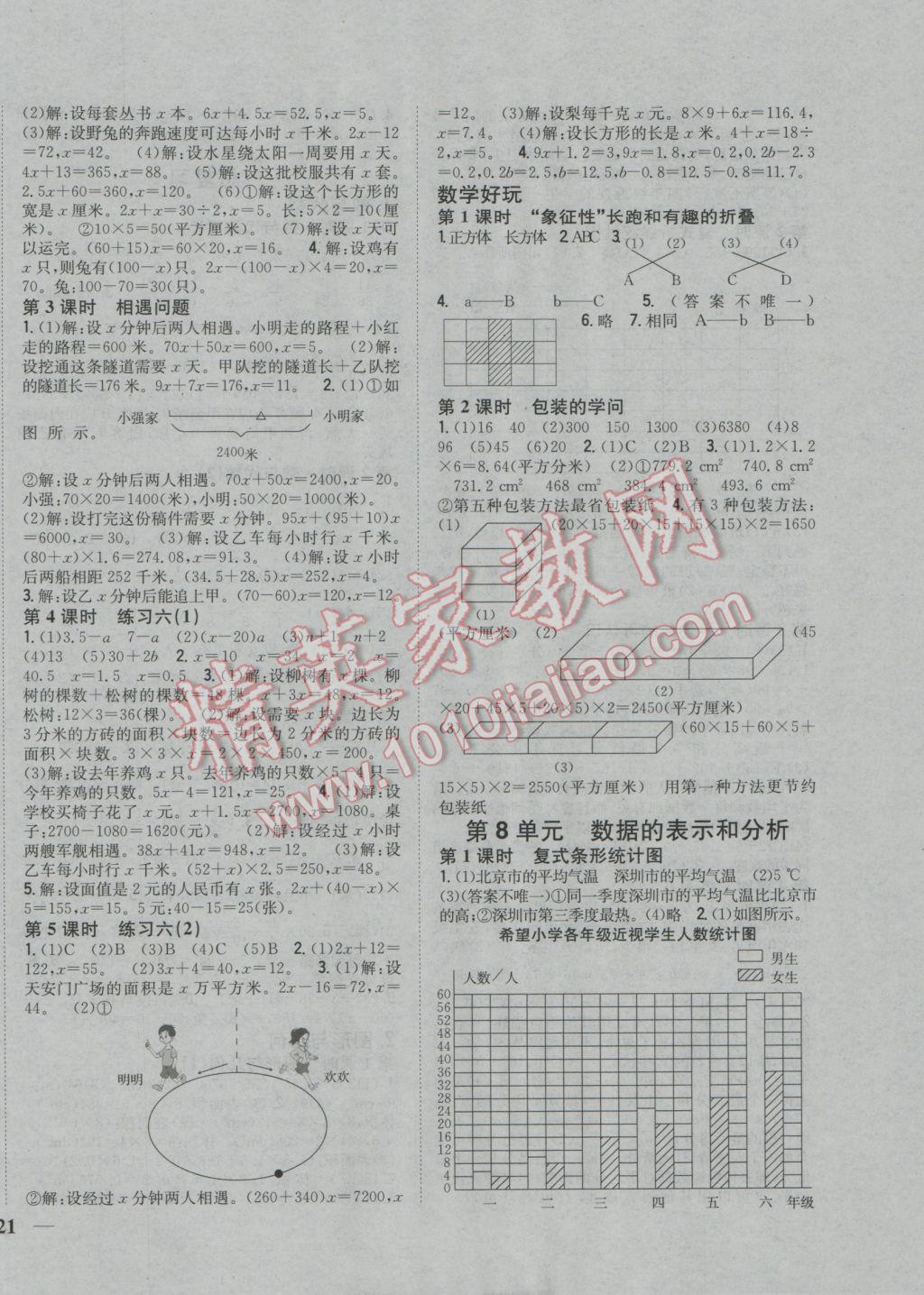 2017年全科王同步課時練習五年級數(shù)學(xué)下冊北師大版 參考答案第6頁