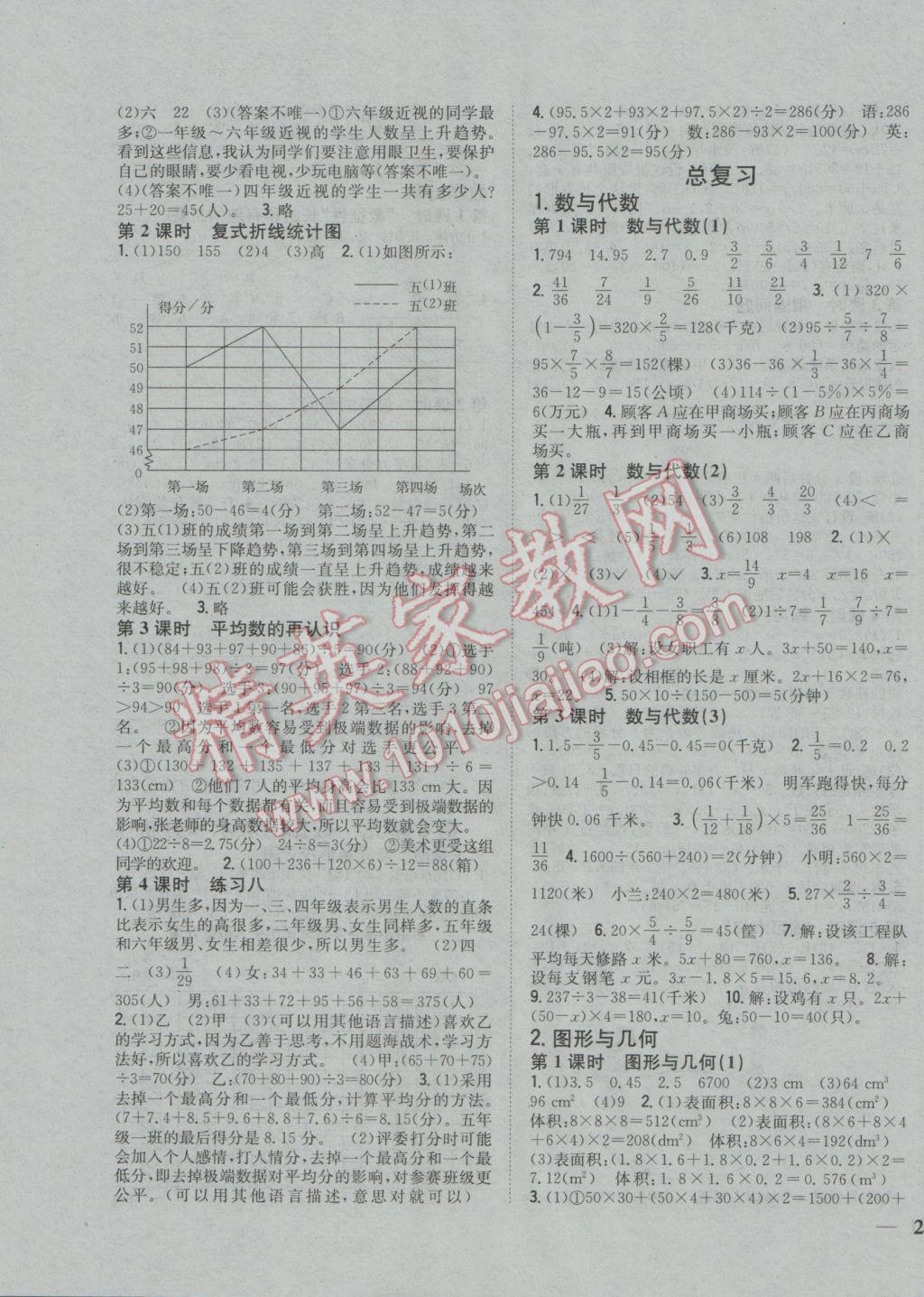 2017年全科王同步課時練習(xí)五年級數(shù)學(xué)下冊北師大版 參考答案第7頁