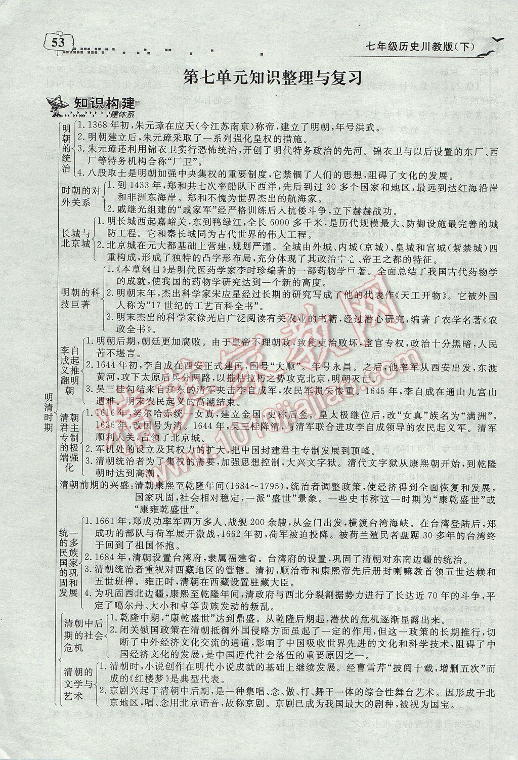 2017年351高效课堂导学案七年级历史下册川教版 第七单元第45页