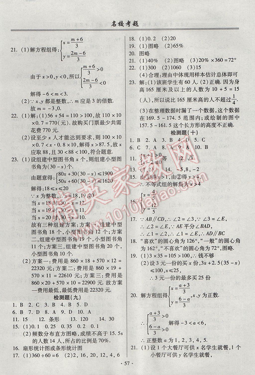 2017年名?？碱}七年級數(shù)學(xué)下冊人教版 參考答案第5頁