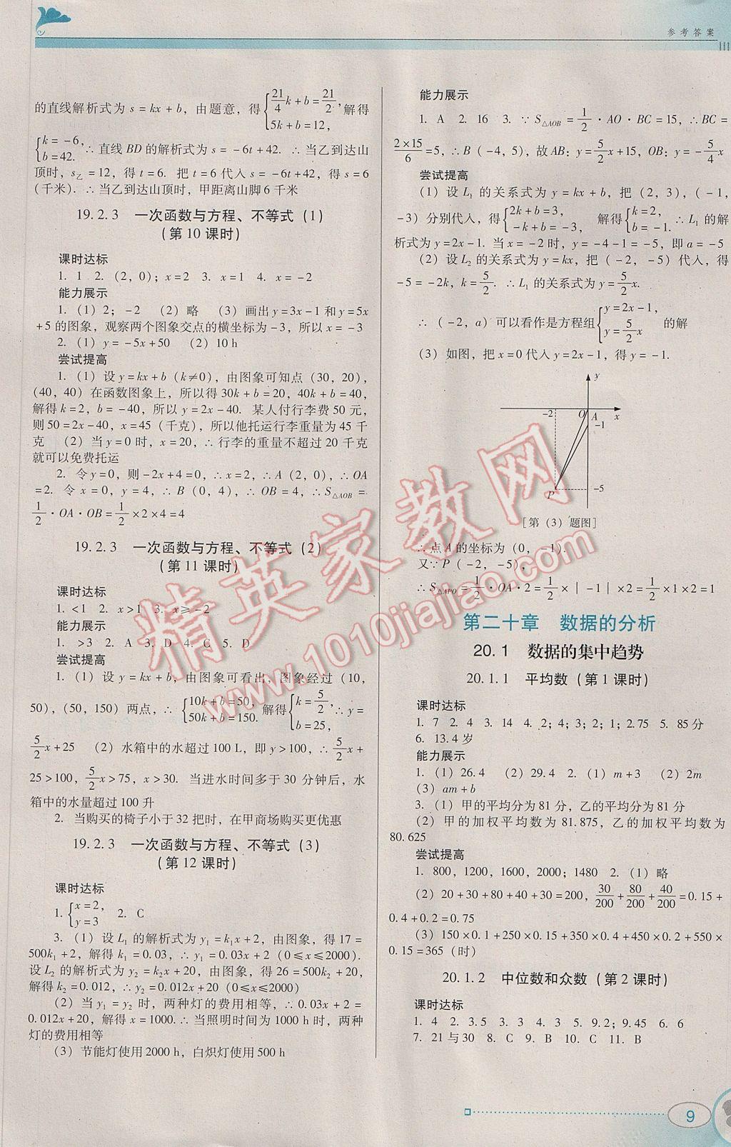 2017年南方新课堂金牌学案八年级数学下册人教版 参考答案第9页