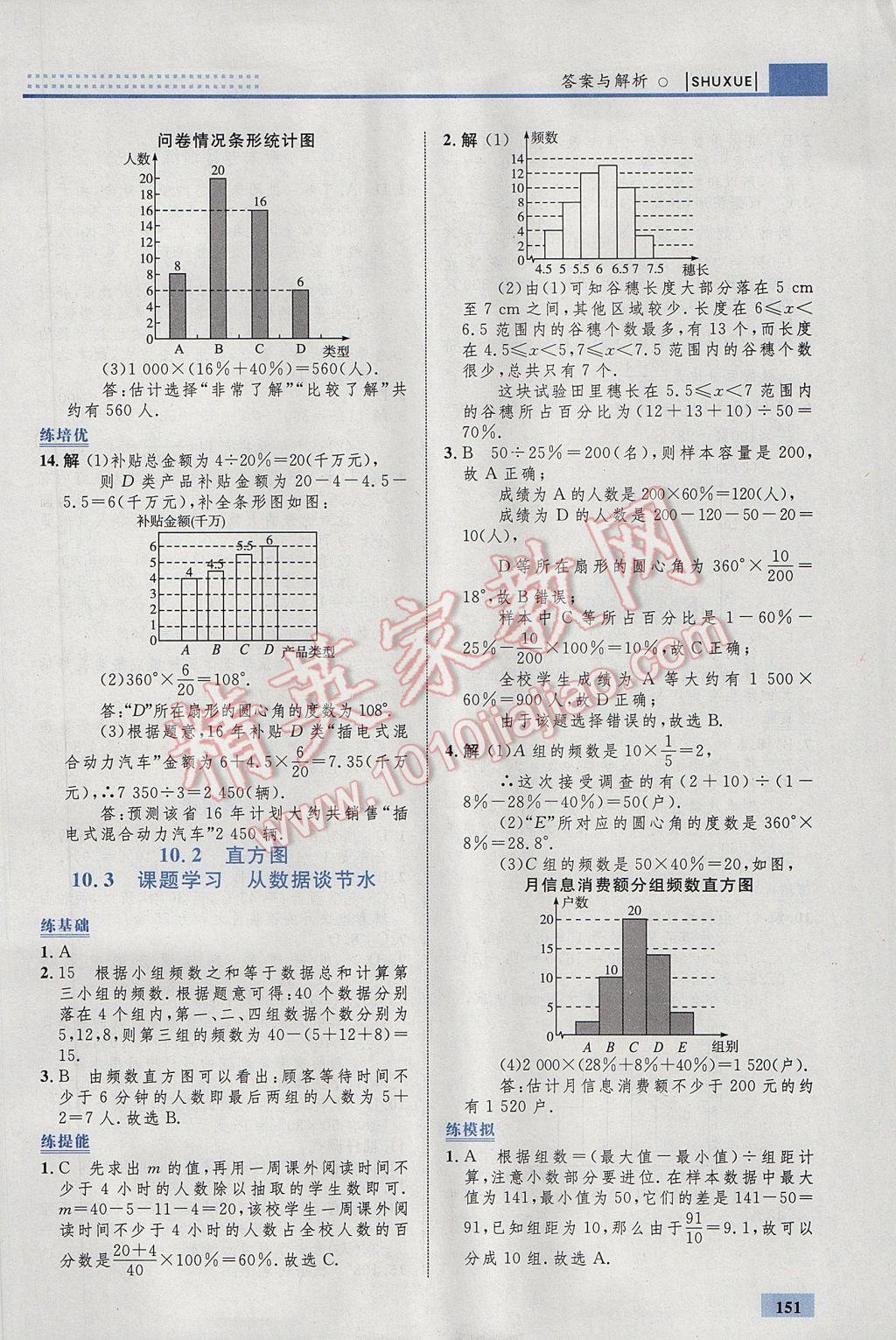 2017年初中同步学考优化设计七年级数学下册人教版 参考答案第45页