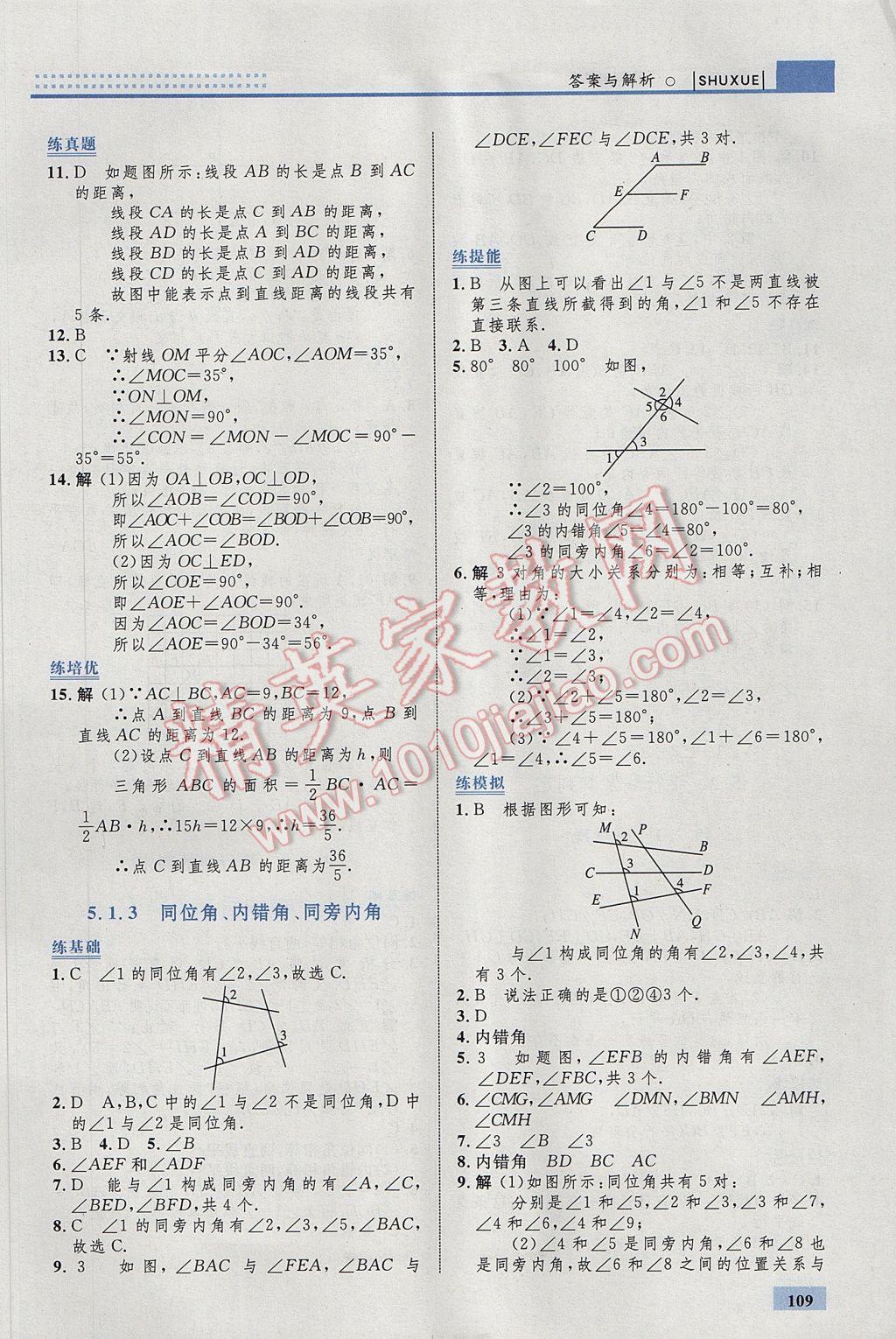 2017年初中同步学考优化设计七年级数学下册人教版 参考答案第3页