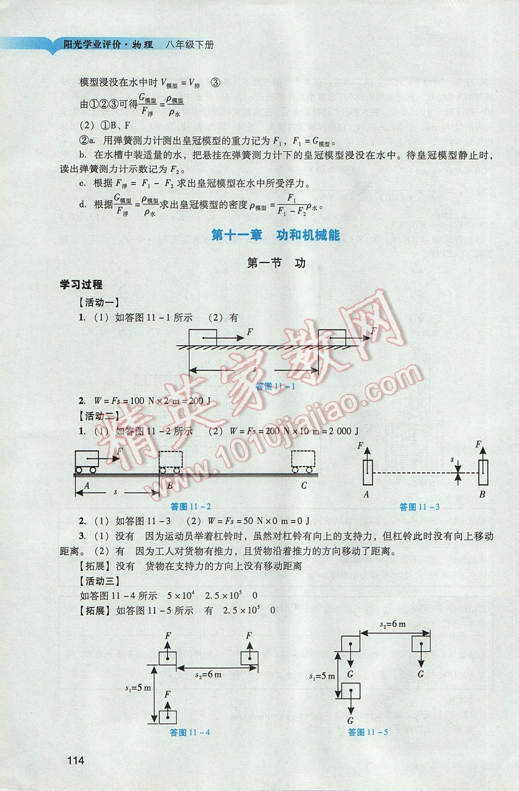 2017年陽(yáng)光學(xué)業(yè)評(píng)價(jià)八年級(jí)物理下冊(cè)人教版 參考答案第15頁(yè)